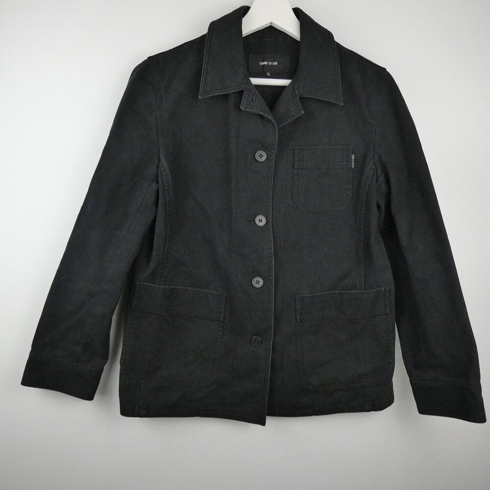 Comme Ca Ism Jacket Black Chore Canvas Womens Large Cotton Pockets Japanese